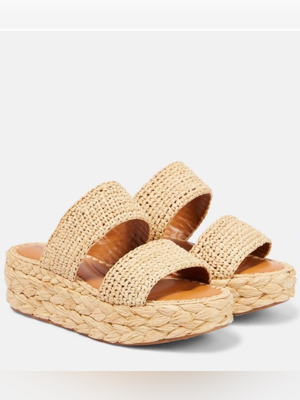 Clergerie Paris Arlene 2 Woven Raffia Leather Platform Espadrille Sandals